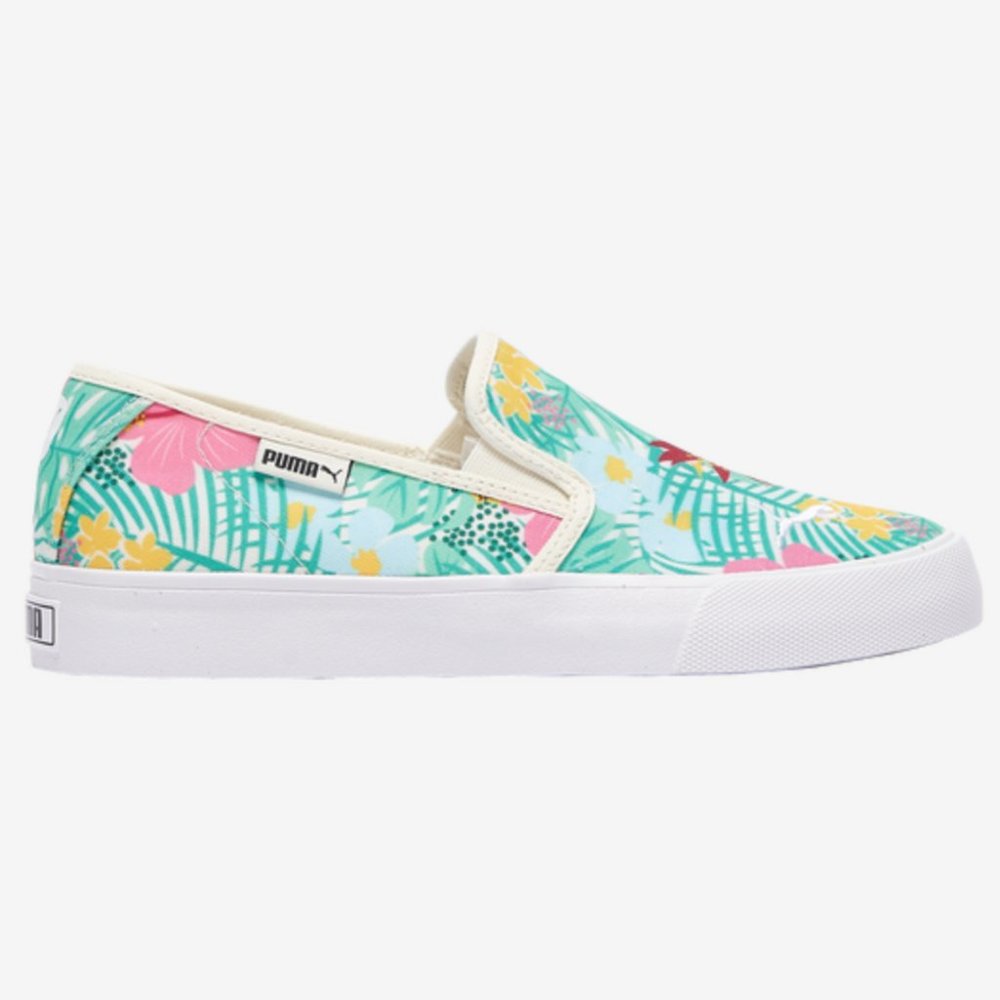 NEW PUMA Tropical Print Floral Women Sneakers Shoes Slip-On Green Multi 6.5